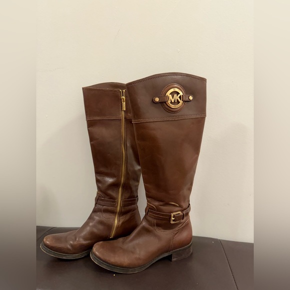 Michael Kors Chestnut Leather Tall Boots - Picture 1 of 5
